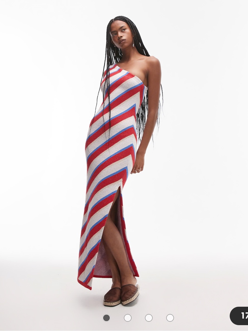 Topshop knitted stripe one shoulder maxi dress in multi